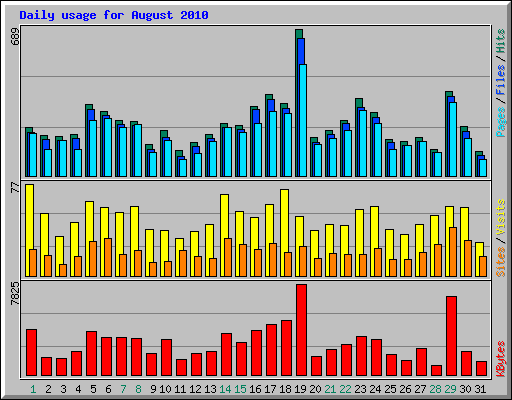 Daily usage for August 2010
