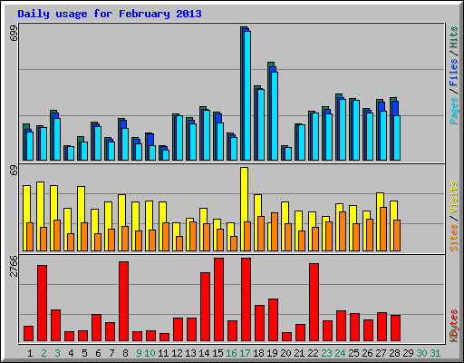 Daily usage for February 2013