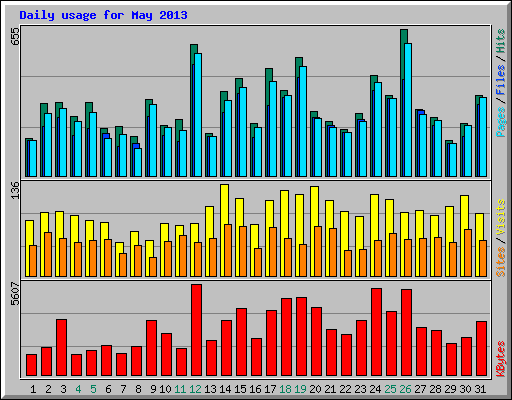 Daily usage for May 2013