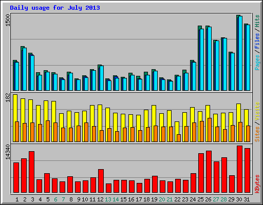 Daily usage for July 2013