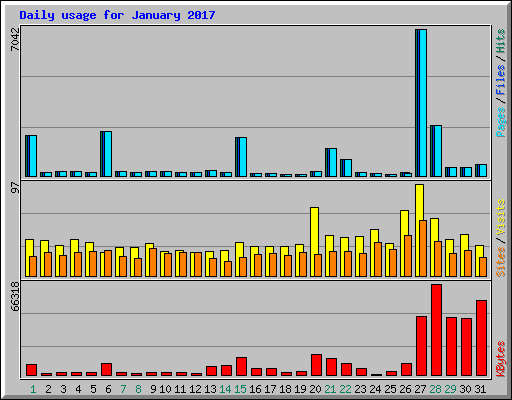 Daily usage for January 2017