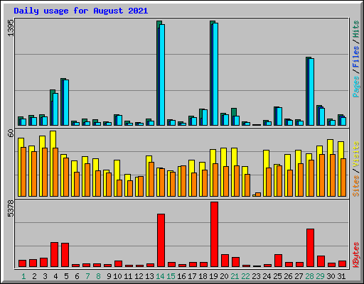 Daily usage for August 2021