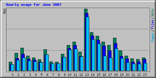 Hourly usage for June 2007
