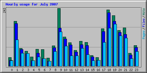 Hourly usage for July 2007