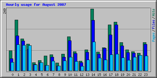 Hourly usage for August 2007