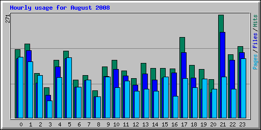 Hourly usage for August 2008