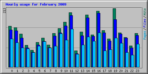 Hourly usage for February 2009