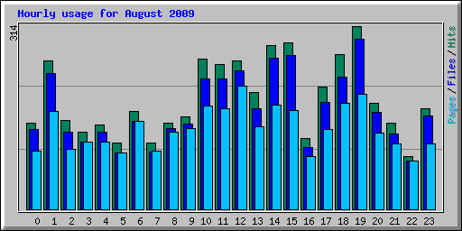 Hourly usage for August 2009