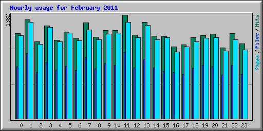Hourly usage for February 2011