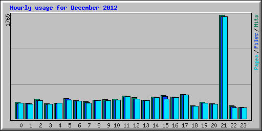 Hourly usage for December 2012