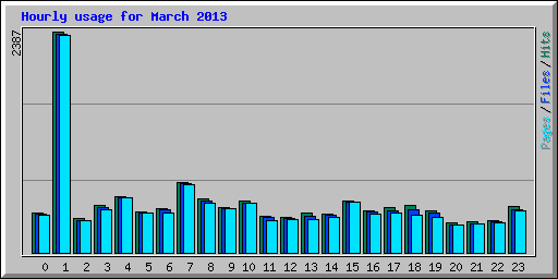 Hourly usage for March 2013