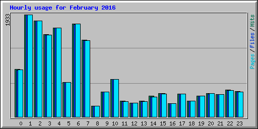 Hourly usage for February 2016