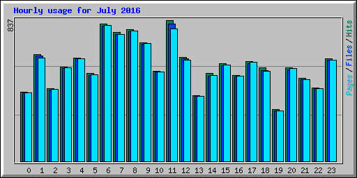 Hourly usage for July 2016