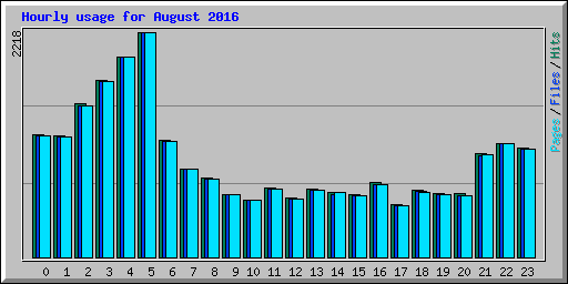 Hourly usage for August 2016