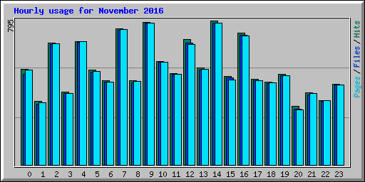 Hourly usage for November 2016
