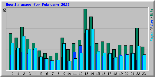 Hourly usage for February 2023